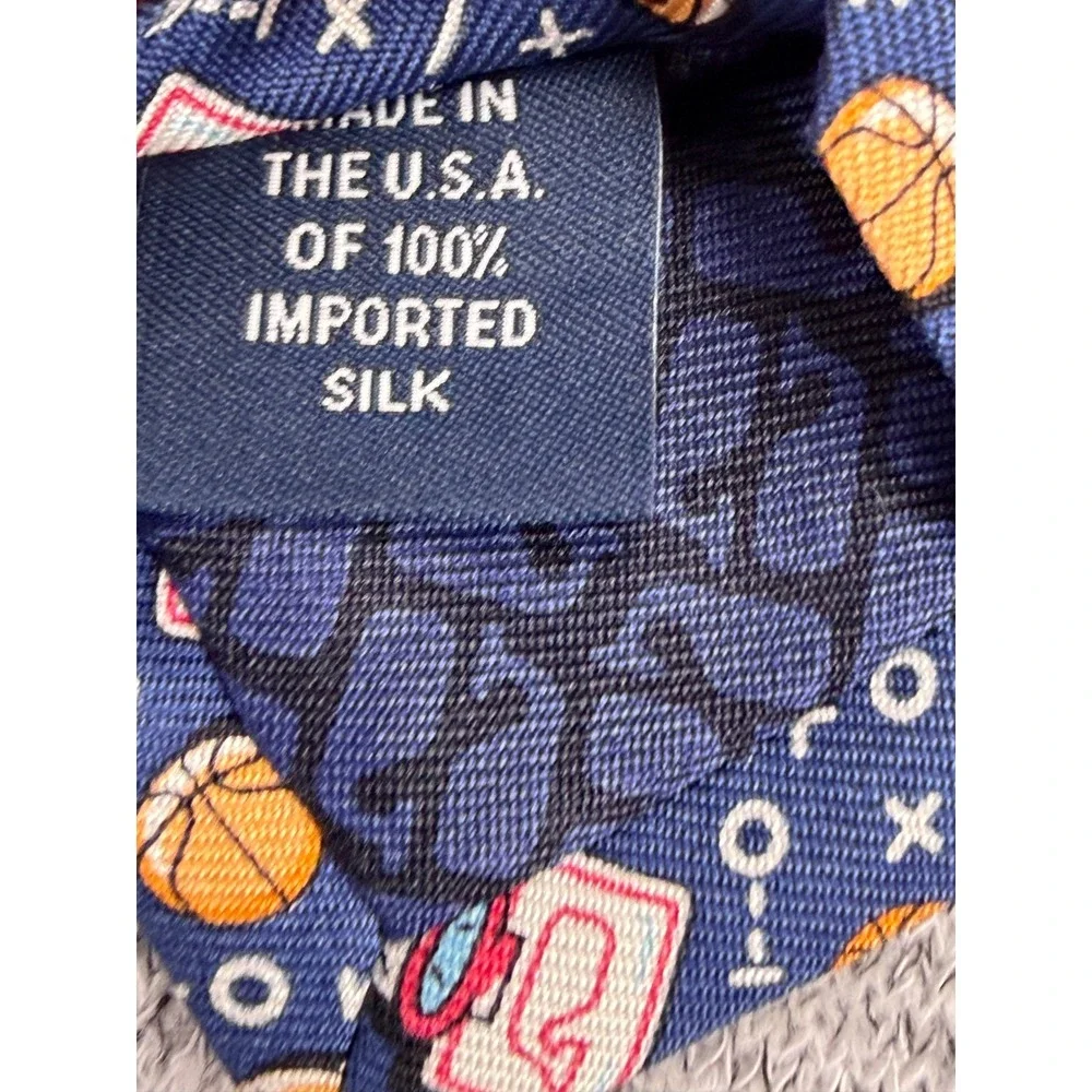 Vineyard Vines Mens Navy Blue Basketball Silk Tie Hoop Game Strategy USA Made